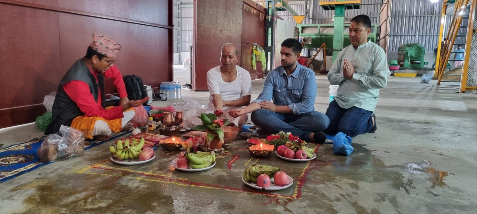 Puja ceremony inside Reliable Nepal Agro facility