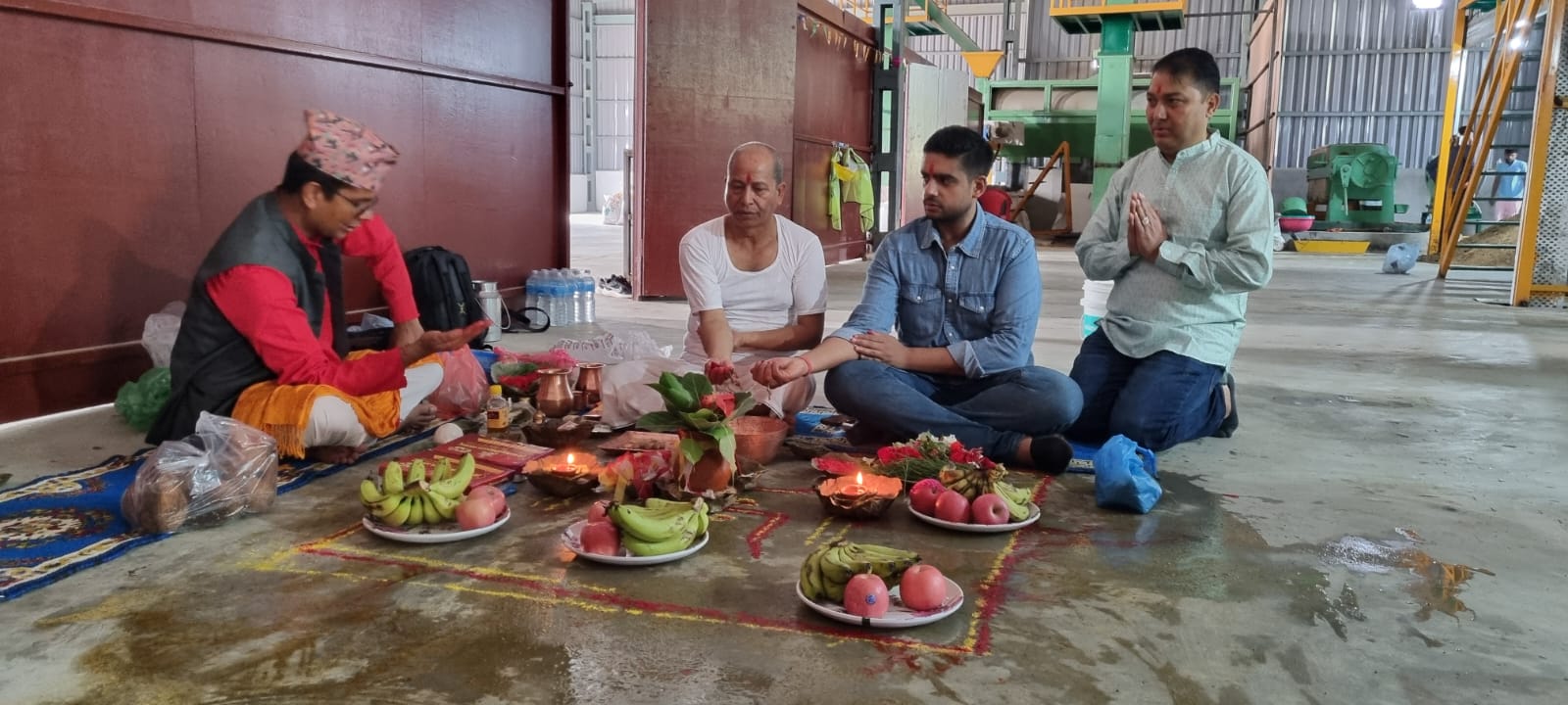 Puja ceremony inside Reliable Nepal Agro facility
